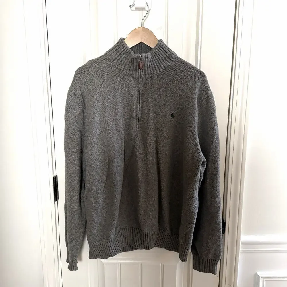 Polo Ralph Lauren Men's Gray Quarter Zip Pullover Sweater Size XXL